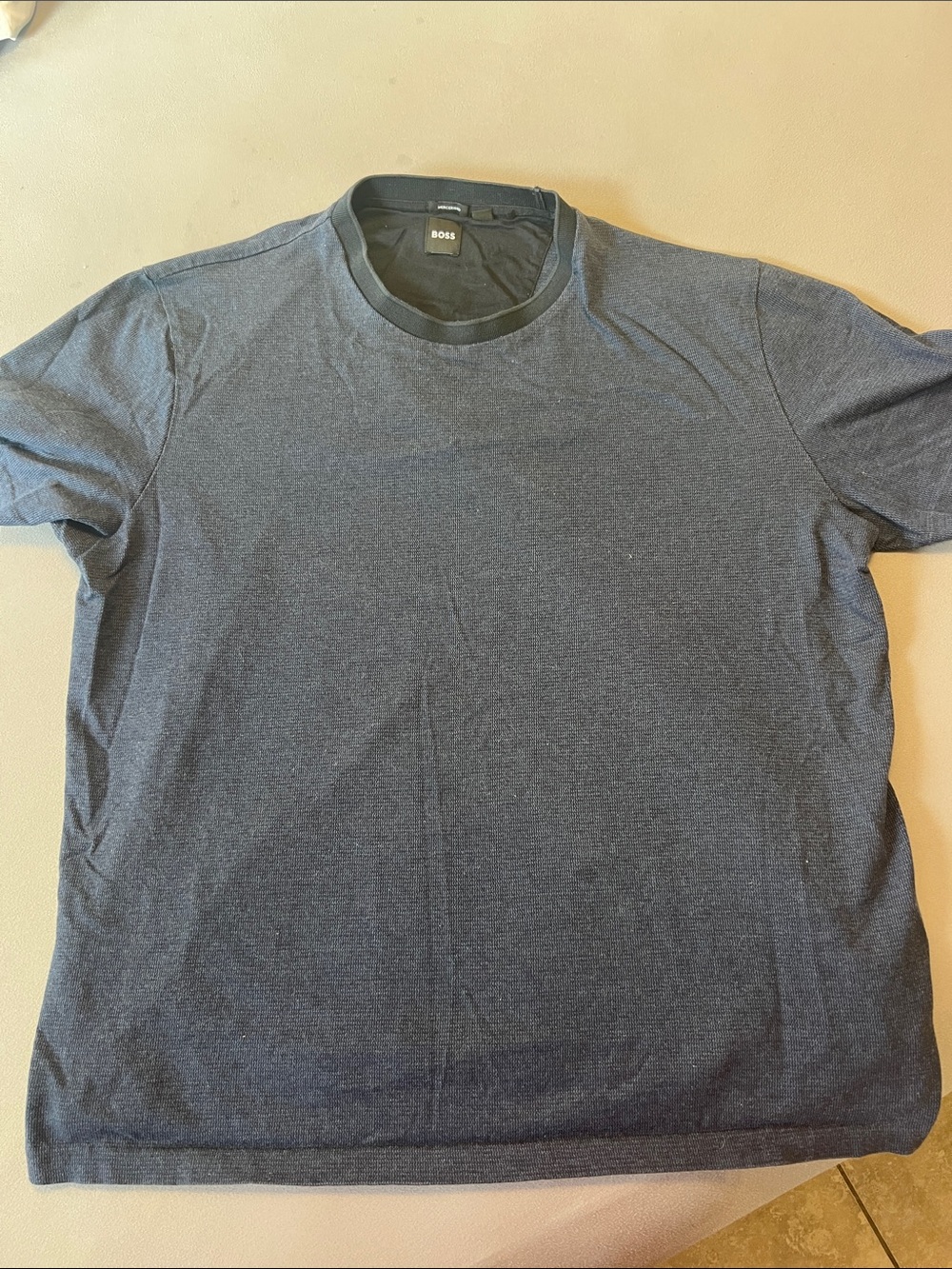 BOSS Men's Dark Blue Crew Neck Short Sleeve Tee